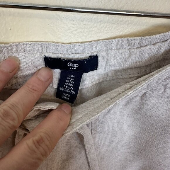 Gap Womens Natural Tan Linen Wide Leg Pants Small 6 - Picture 4 of 7